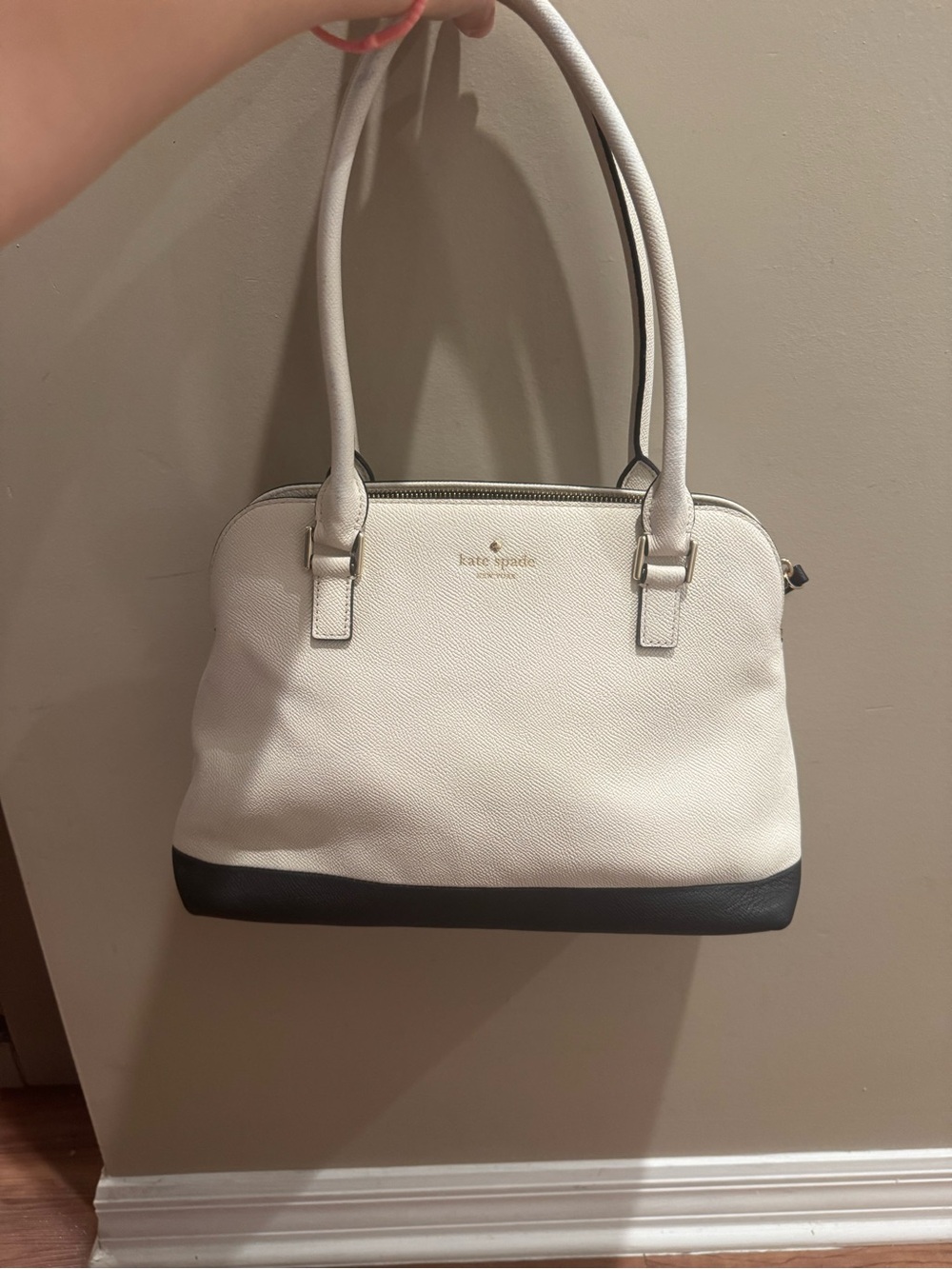 kate spade Two-Tone Cream and Black Dome Satchel Shoulder Bag